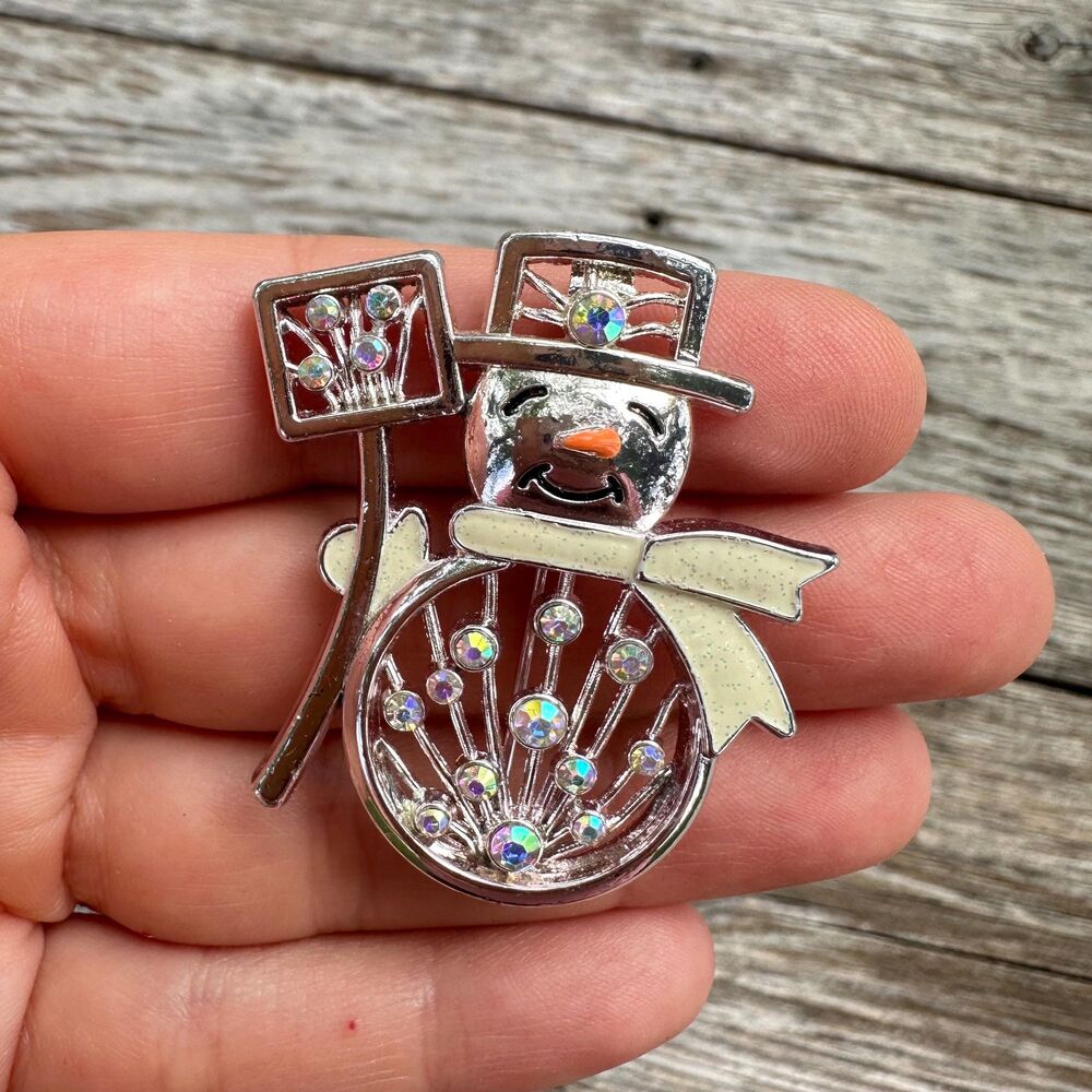 Vintage Jewelry Snowman Brooch Pin